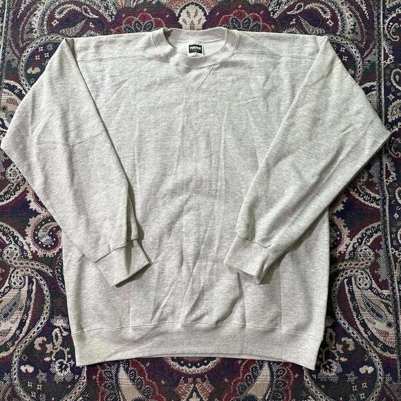 Vintage 90's Tultex Sweatshirt Mens Gray Blank Crewneck Size Large - Picture 1 of 9